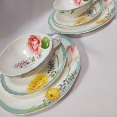 ノリタケ ココフルール ティーカップ＆ソーサー ケーキ皿 2客 トリオセット 美品