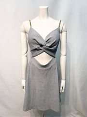 2909 dazzy store キャバクラ ドレス DAZZY デイジー 伸縮性 ウエストカット フレア ストーン キャバ キャバドレス ドレ買い アイスグレー L