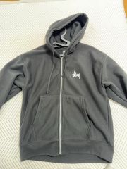 STUSSY フード ジップアップ ブラックL