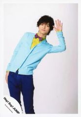 【中古】生写真(ジャニーズ) Hey! Say! JUMP/薮宏太/膝上・衣装水色・黄緑・左手上げ・パー・体右傾け・背景白/「ウィークエンダー/明日へのYELL」PV＆ジャケ写撮影オフショット/公式生写真