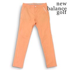 new balance golf ニューバランス ゴルフ 通年★ ピケ ストレッチ スリム ロゴ刺繍 スラックス パンツ Sz.4 メンズ オレンジ