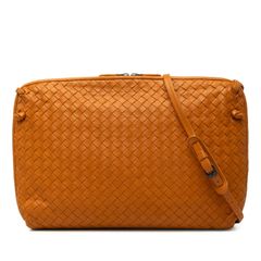 ボッテガヴェネタ イントレチャート 斜め掛け ショルダーバッグ オレンジ レザー レディース BOTTEGAVENETA【1-0287816】