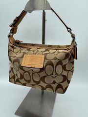 COACH コーチ シグネチャー柄 キャンバス×レザー ポーチ バッグ ハンド バッグ ブラウン P541
