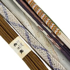 帯締め 優品 帯締め5本セット 青灰色 正絹 和装小物  【中古】