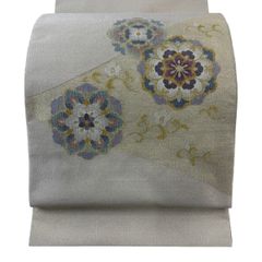 【美品】 袋帯 秀品 やまと 華文 花唐草 金銀糸 ベージュ お太鼓柄 正絹 【中古】