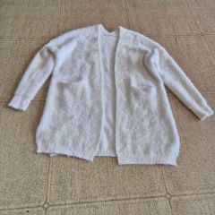 白 アンゴラ ロング カーディガン フリーサイズ