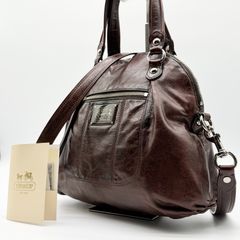 COACH  コーチ ポピー 2WAY レザー ショルダーバッグ ダークブラウン 18716 COACH Poppy 2way Leather Bag Y2K