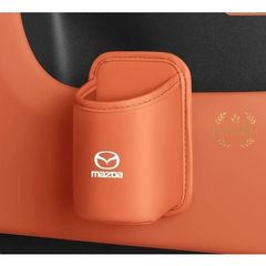 【新品】 マツダ MAZDA オレンジ 車用 ドリンクホルダー 収納ケース 傘入れ カップホルダー 便利収納 汎用  PUレザー製 2個セット ekbc
