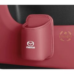 【新品】 マツダ MAZDA レッド 車用 ドリンクホルダー 収納ケース 傘入れ カップホルダー 便利収納 汎用  PUレザー製 2個セット ekbc