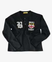 ビートルズ ワッフル ターン ヘンリーネック Tシャツ(ブラック)