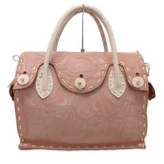 グレースコンチネンタル GRACE CONTINENTAL Carving Tribes Maestra カービングトライブス マエストラ ハンドバッグ レザー 花柄 ピンクベージュ