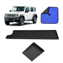 Karell 新型ジムニー jc74/jb64/jb74 専用 助手席オープントレイマット+センターコンソール シリコンパッド 収納トレイ 2枚セット 助手席トレイ ラバーマット ジムニーjb64 滑り止めマット 小物入れ 整理整頓 防水 耐 58281d23