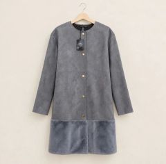 55 新品 レディース ZARA ザラ スウェード ファー コート ジャケット ロングコート ハーフコート