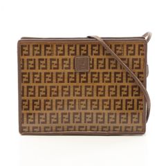 フェンディ FENDI ショルダーバッグ ズッキーノ PVCコーティングキャンバス レザー ショルダー レディース Used B