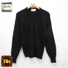 XS/古着 Barclay 長袖 セーター メンズ 70年代 70s アクリル ニット Vネック ブラック 26oct05