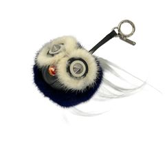 FENDI(フェンディ) キーホルダー(チャーム)美品 バッグバグズ ダークネイビー×アイボリー×マルチ フクロウ レザー、ファー