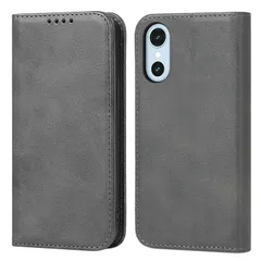 【新品】 BonwFzin 適用 arrows We3 ケース 手帳型 フリップ スマホケース カード入れ スタンド 落ち着いた色 レトロ グレー