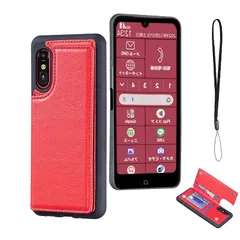 【新品】 Cafma 対応 arrows We3 ケース 背面 カードケース M09 携帯 カバー 薄い 手帳型 ケース アローズ F-52G 携帯 ケース 耐衝撃 軽量 スタンド機能 背面 IC カード入れ 手帳型 財布型 カバー(レッド)FCNT アローズ