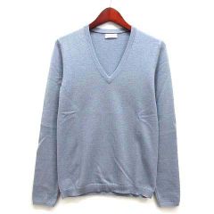 ブルネロクチネリ BRUNELLO CUCINELLI カシミヤ100％ ニット Vネック セーター 長袖 サックス ブルー S