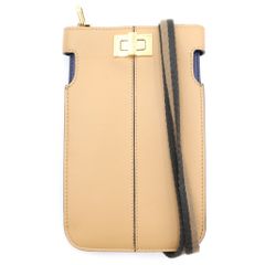 FENDI (フェンディ) ピーカフォン ショルダーバッグ スマートフォンショルダー ベージュ レザー 8M0442