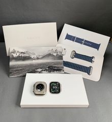 超美品 国内版 SIMフリー Apple Watch Ultra 第3世代 GPS + Cellular版 49mm 64GB ナチュラルチタニウム と アンカーブルーオーシャンバンド 49mm M/M