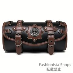 【新品未使用】サドルバッグ フロントモーター メタリックスカルスタッズ付きフェイクレザー製 多機能ライディングストレージポーチ クールデザインバイクアクセサリー パンクスタイル愛好者 スタイリッシュライダー向けバイクバッグ cp5