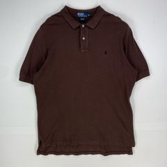 古着 ポロバイラルフローレン Polo by Ralph Lauren 鹿の子 半袖シャツ ワンポイント刺繍 ロゴ ポロシャツ XL  ブラウン系 メンズ