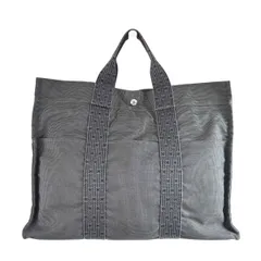 HERMES エルメス エールラインMM キャンバス トートバッグ グレー M2610-k060