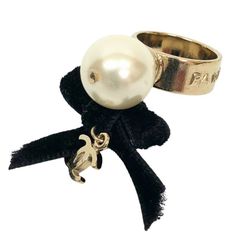CHANEL シャネル パール ベロアリボン ココマーク リング 07C aq13571