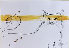 原画#668 黒猫 雪 窓 パリ ヨーロッパ 水彩画 ドローイング インテリ