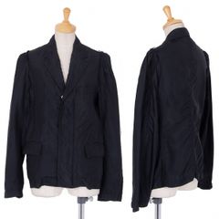 토리코 꼼데가르송 tricot COMME des GARCONS 製品洗いキュプラ袖切り替えジップジャケット 紺S