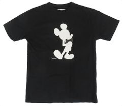【中古】Tシャツ ミッキーマウス(シルエット/蝶ネクタイ) Tシャツ ブラック×ホワイト Sサイズ 「ディズニー」