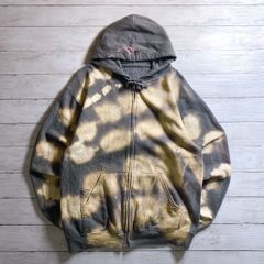 희귀 표백 디자인 ZIP UP HOODIE 지퍼 파커 그레이 블랙 옐로우 블리치 가공 타이 다이 무늬 얼룩 염색 풀 Zip 후드 헌 옷 #26393