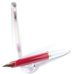 セーラー 蝕刻 ストライプ 廃盤 ヴィンテージ 万年筆 18K WG 細字 F