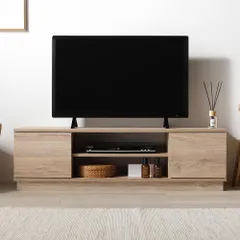 RASIK テレビ台 ローボード 110cm幅 ナチュラル 43型対応 壁置き 扉付き 収納 お客様組立 Velsta ヴェルスタ