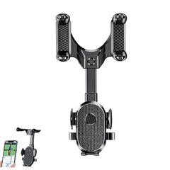 【新品】 縁ラボ スマホホルダー ルームミラー 車載ホルダー スマホスタンド バックミラー 携帯 360°回転 ワンタッチ (1個)