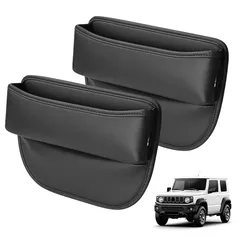 【新品】 スズキ ジムニー 車用 シートサイドポケット 隙間収納ボックス JIMNY JB23/JB64/JB74/JC74 全シリーズ対応 サイド収納ボックス 小物入れ 落下防止 カー用品 PUレザー 充電穴付き 差し込みタイプ ジムニー アクセサリー 内装