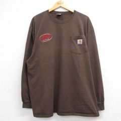 XL/古着 カーハート Carhartt 長袖 Tシャツ メンズ 胸ポケット付き 大きいサイズ コットン クルーネック ブラウン 26oct06