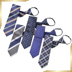 【新品】 [ビジネスマン サポート] ワンタッチネクタイ ディンプル付き ジップ式簡単ネクタイ 5本セット Aタイプ zip5a-b3d1e3h2k3
