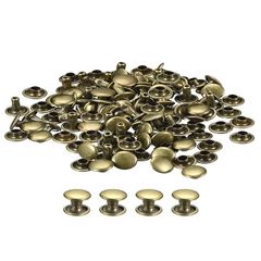 【新品】 uxcell 100セットのレザーリベット 8x6mmのダブルキャップリベット 革クラフト修理DIY財布ベルトバッグ靴用 ブロンズ色