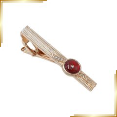 【新品】 Yierda おしゃれ ジルコニア ネクタイピン メンズ ゴールド タイピン 結婚式 ビジネス ブランド ネクタイピン 赤 アクセサリー プレゼント