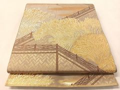 平和屋着物●西陣　川島織物　六通柄　本袋帯　籬文　金銀糸　正絹　逸品　CABN3020vp