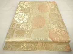 平和屋着物●西陣　川島織物　六通柄　本袋帯　草花文　金糸　正絹　逸品　AABM4865pf