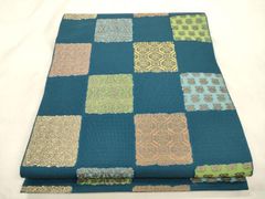 平和屋着物●西陣　川島織物　六通柄　本袋帯　幾何学文　金糸　正絹　逸品　CABN3759dy
