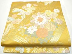 平和屋着物●六通柄袋帯　唐織　草花文　金糸　正絹　逸品　CABN2772hy