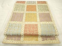 平和屋着物●西陣　川島織物　六通柄　本袋帯　横段文　金糸　正絹　逸品　AABM4890pf