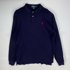 古着 ポロバイラルフローレン Polo by Ralph Lauren 長袖シャツ 刺繍ロゴ ポロシャツ ワンポイント L  ネイビー系 メンズ