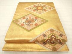 平和屋着物●西陣　川島織物　六通柄　本袋帯　花菱文　金糸　正絹　逸品　AABM4902pf