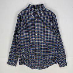 古着 ブルックスブラザーズ Brooks Brothers 長袖シャツ 1818 刺繍ロゴ ロングスリーブ M  ネイビー系 チェック メンズ
