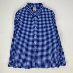 古着 ブルックスブラザーズ Brooks Brothers 長袖シャツ 刺繍ロゴ ボタンダウン 1818 ロングスリーブ XL  ブルー系 チェック メンズ